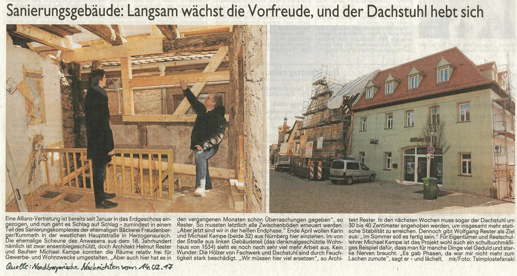 Zeitungsauschnitt mit Bild und Text
