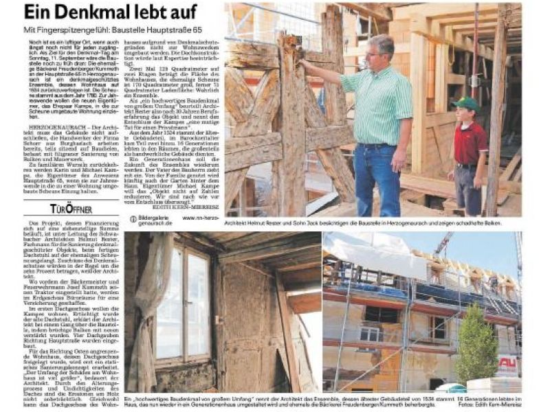 Zeitungsausschnitt mit Bild und Text