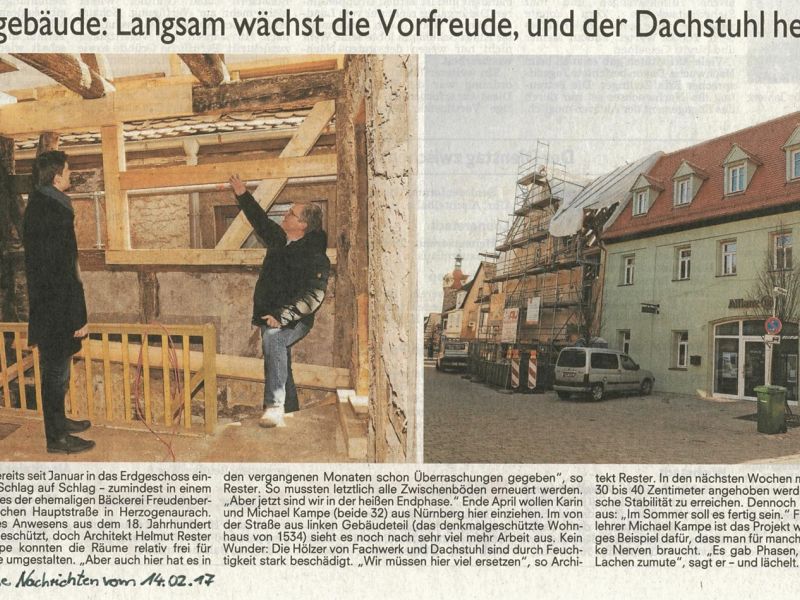 Zeitungsauschnitt mit Bild und Text