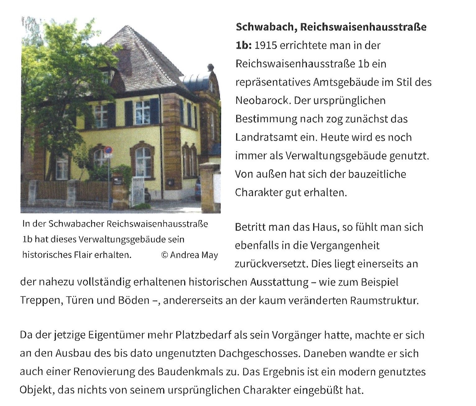 Text mit Bild von einem gelben Haus