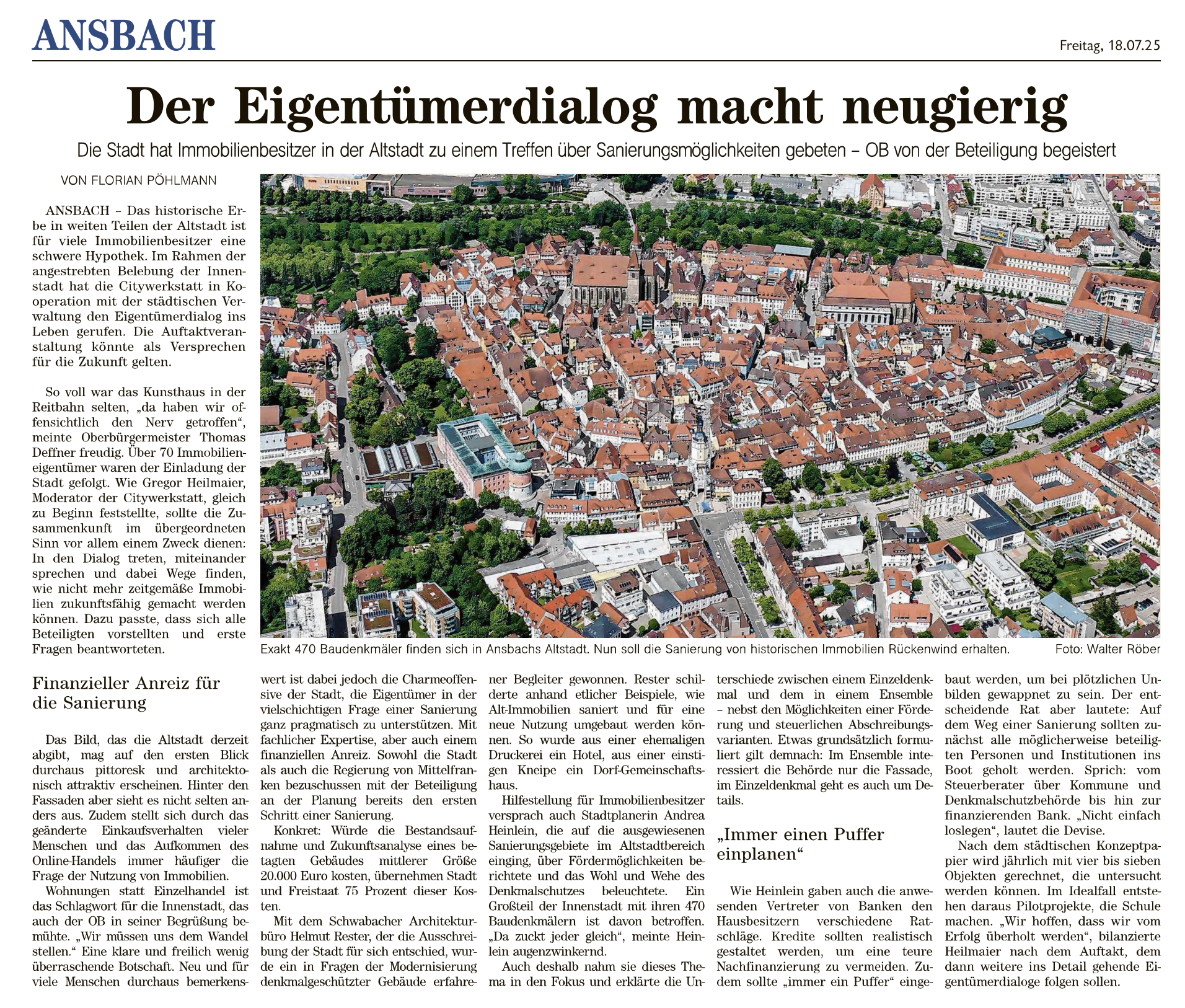 Artikel aus der Fränkischen Landeszeitung vom 18.07.25